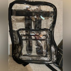 Clear/ Transparent backpack with black zippers